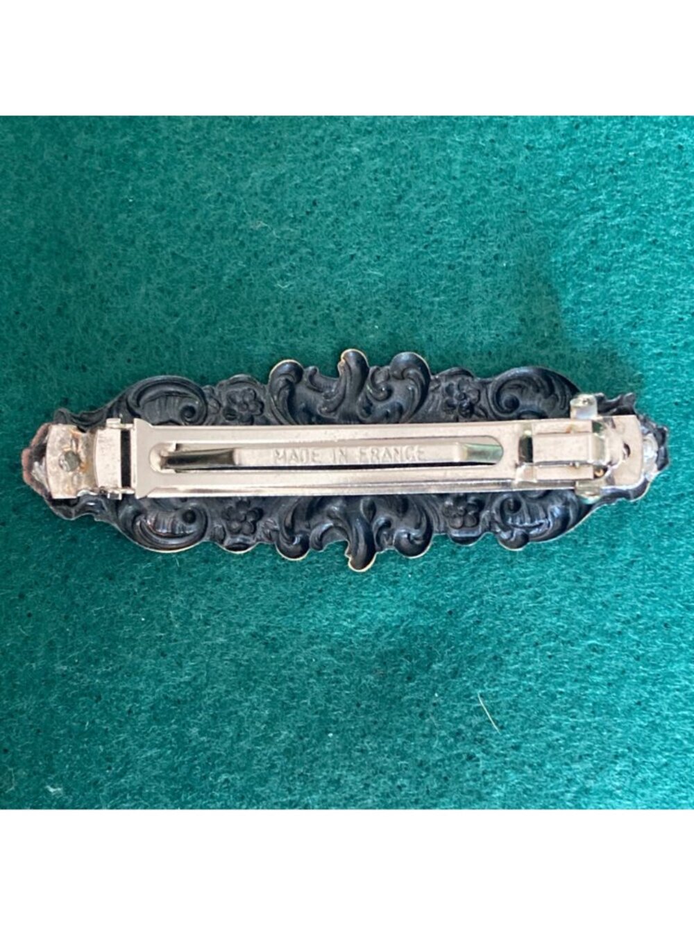 Vintage Brass Tone Ornate Art Nouveau Barrette Hair Clip Made in France 2.5" - Picture 4 of 6